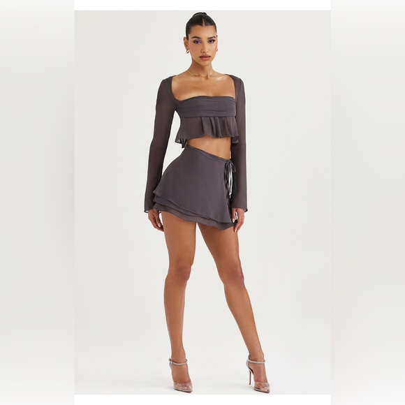 NWT House Of CB Clarice Shadow Floaty Layered Mini Skirt - Picture 7 of 13